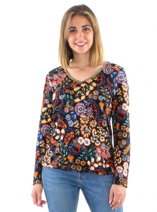 Bluza tricot boho-florala