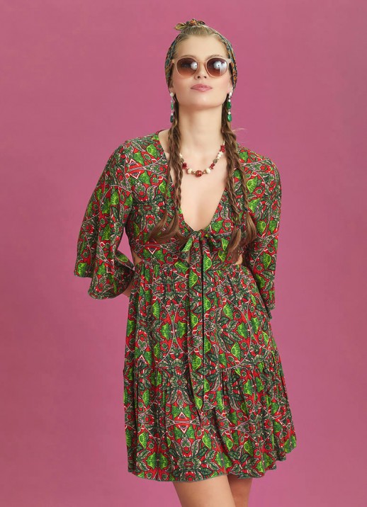 Rochie hippie-chic verde de vara