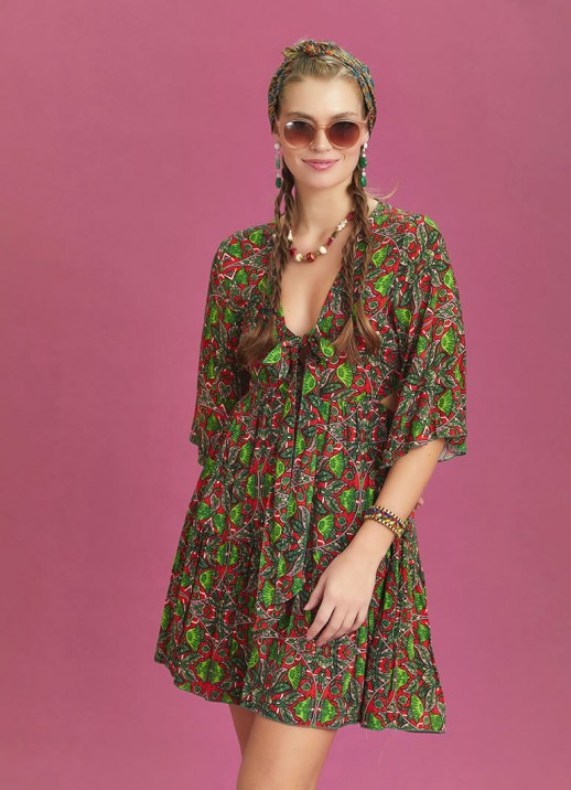 Rochie hippie-chic verde de vara